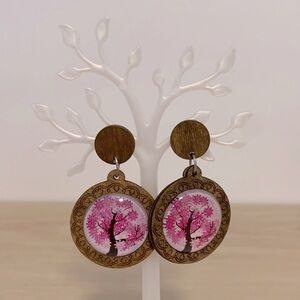 Tree of Life wooden earrings NWT